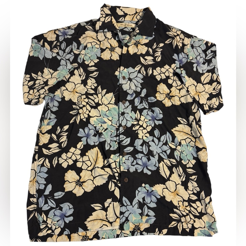 Tommy Bahama Mens Aloha Shirt Hibiscus Silk Large